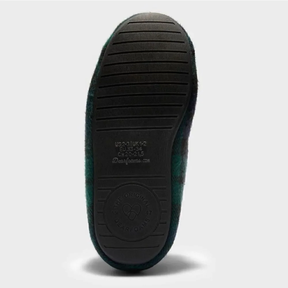 NEW! Dluxe by Dearfoams Braydon
Moccasin Kids Slippers, Green Plaid - Picture 5 of 7